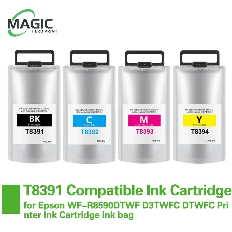 4Color T8391 T8392 T8393 T8394 Compatible Ink Cartridge for Epson WF-R8590DTWF D3TWFC DTWFC Printer Ink Cartridge Ink Bag