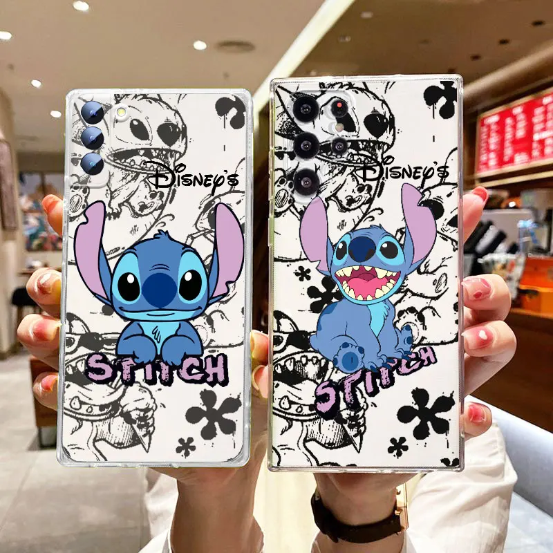 Cartoon Disney Cute Stitch For Samsung Galaxy S24 S23 S22 S21 S20 FE Ultra Plus S10 Lite 5G Transparent Phone Case