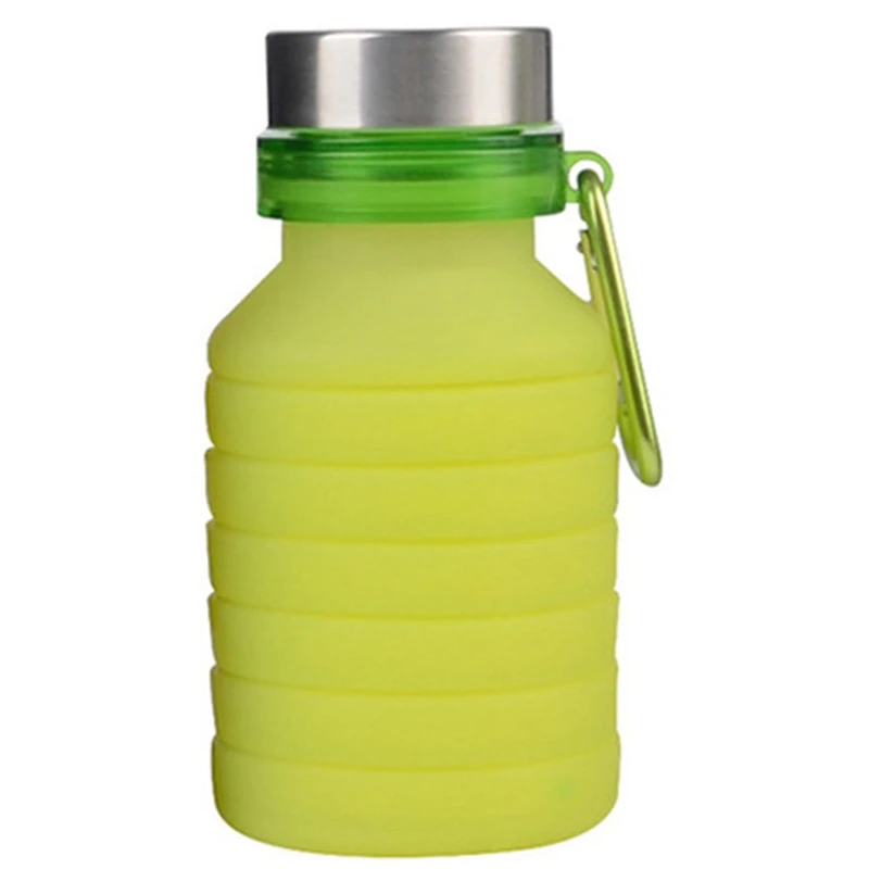 550ML Foldable Collapsible Telescopic Folding Cup Sports Travel Mug Silicone Water Bottle Outdoor Water Cups Green