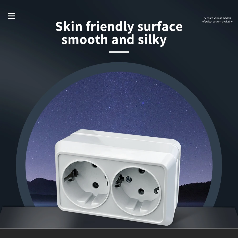مقابس الطاقة البيضاء المقاومة للهب، منافذ كهربائية كلاسيكية مع مقابس أرضية قياسية من الاتحاد الأوروبي، مقبس طلاء سطح الحائط من البلاستيك