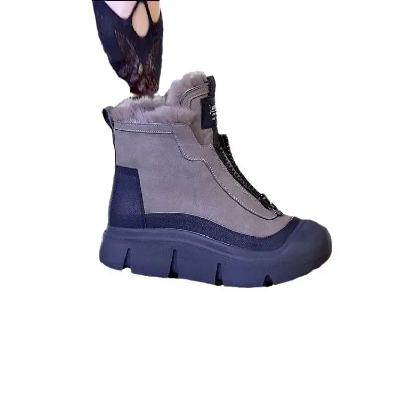 Winter Snow Cotton Shoes Boots Women\'s Plush insulation New Short Boots With anti Slip increased Height Versatile High Top Shoes