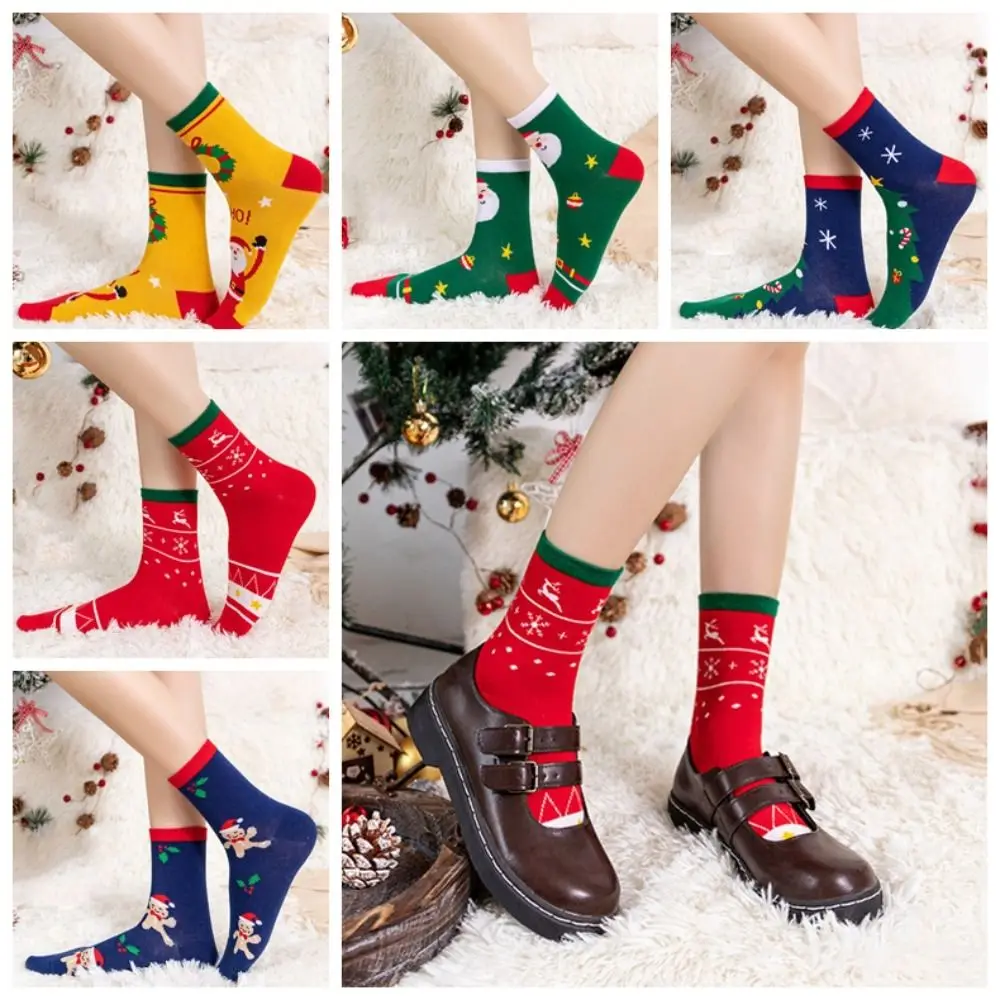 

Comfortable Snow Christmas Socks Elk Cotton Santa Claus Socks Crew Socks Thickened Happy Christmas Socks Ladies