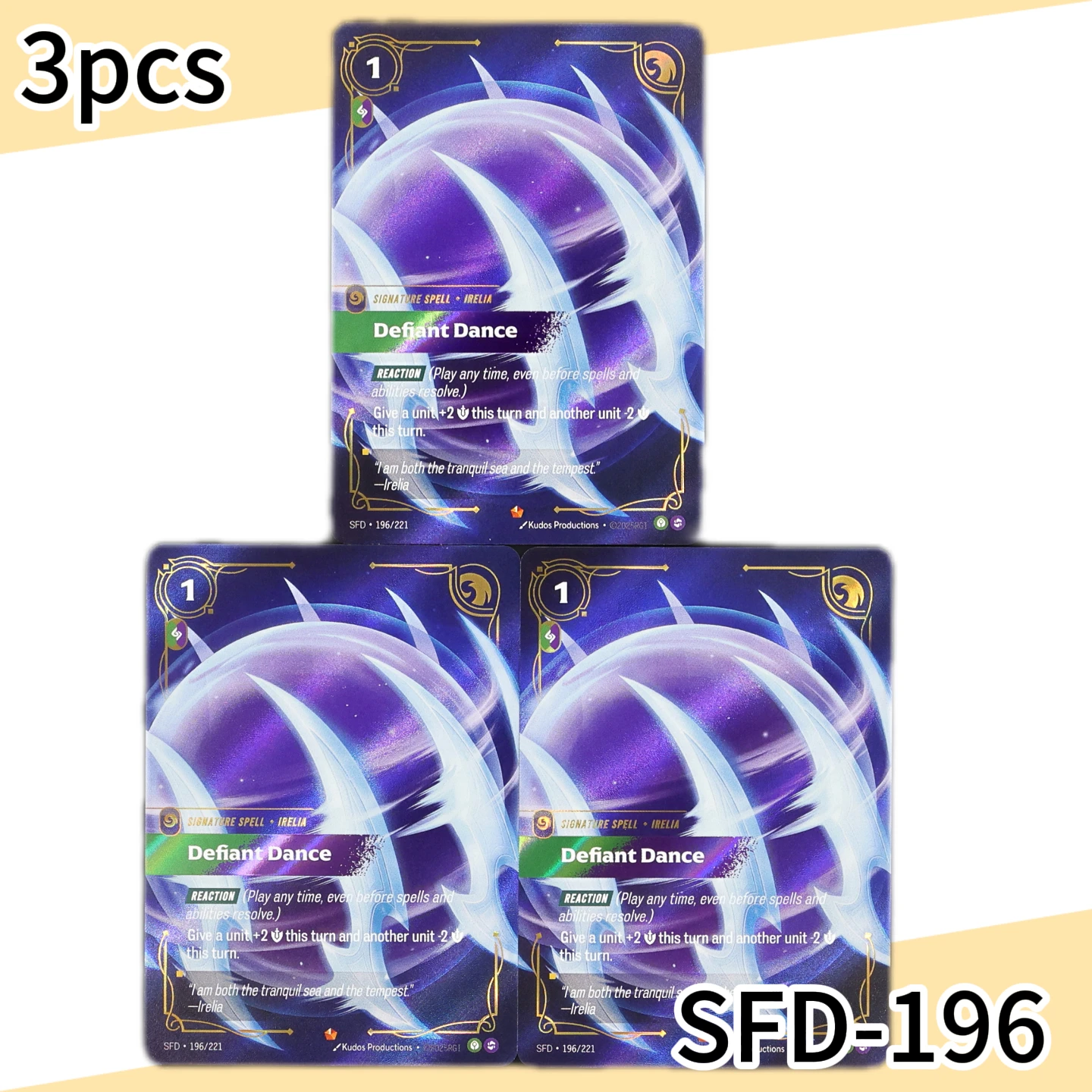 3pcs Defiant-Dance SFD-196 LOL Riftbound Spell Card Set