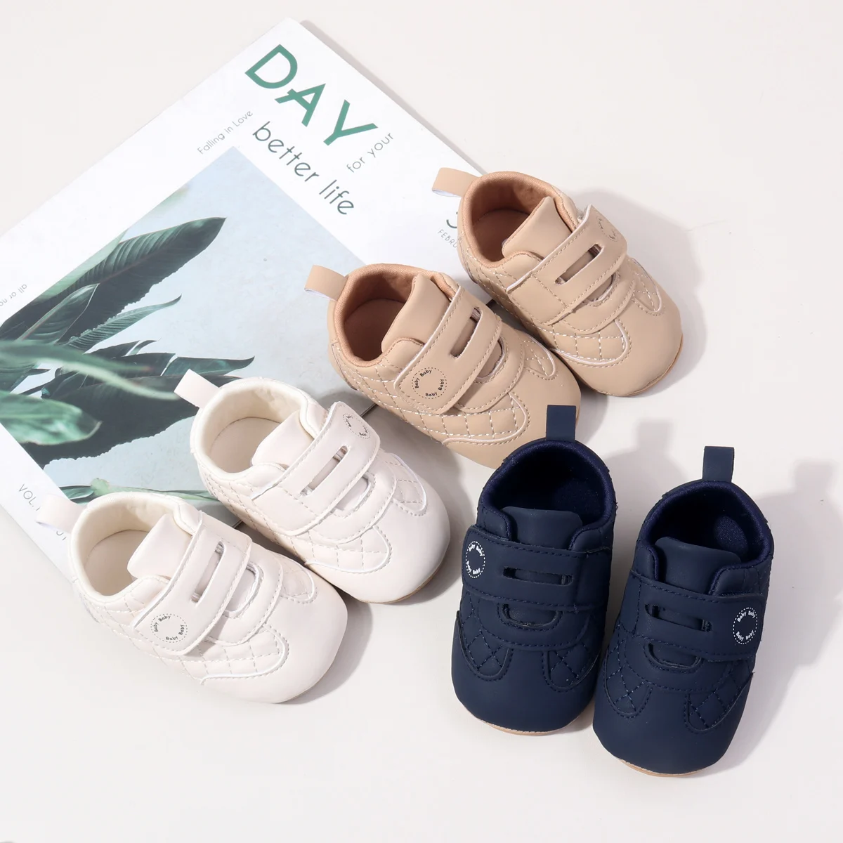 Spring And Autumn Baby Boys And Girls First Walking Toddler Shoes With PU Leather and TPR Sole