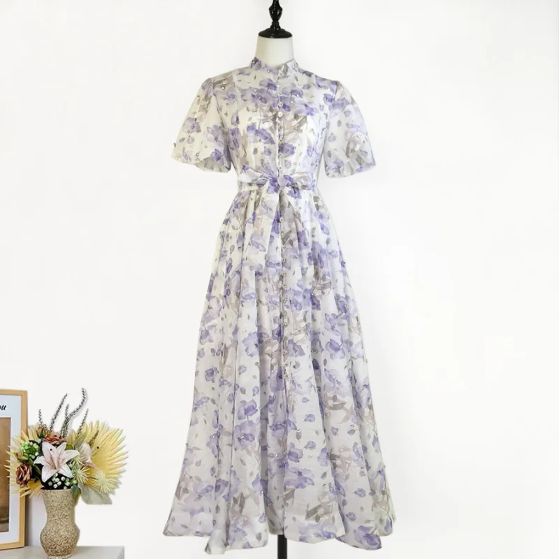 

Real Shot 8 Colors Vacation Style Elegant Light Luxury Single-Breasted Dress Women's Party High-End Skirt Summer
