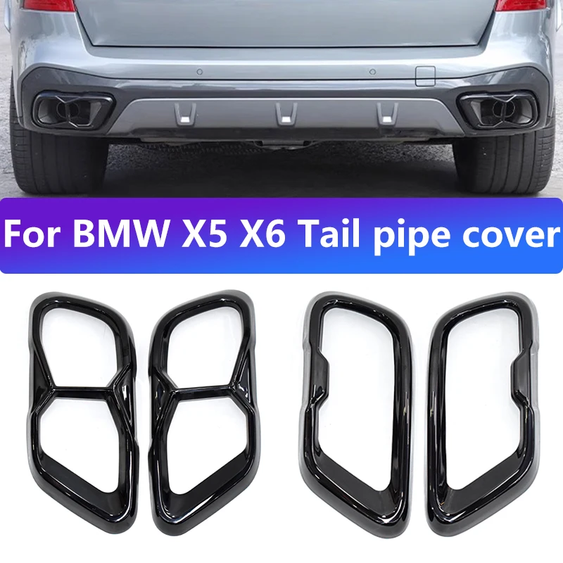 For 2019-2024 BMW X5 G05 X6 G06 X7 G07 exhaust pipe with black tailpipe cap muffler exhaust nozzle tip nozzle