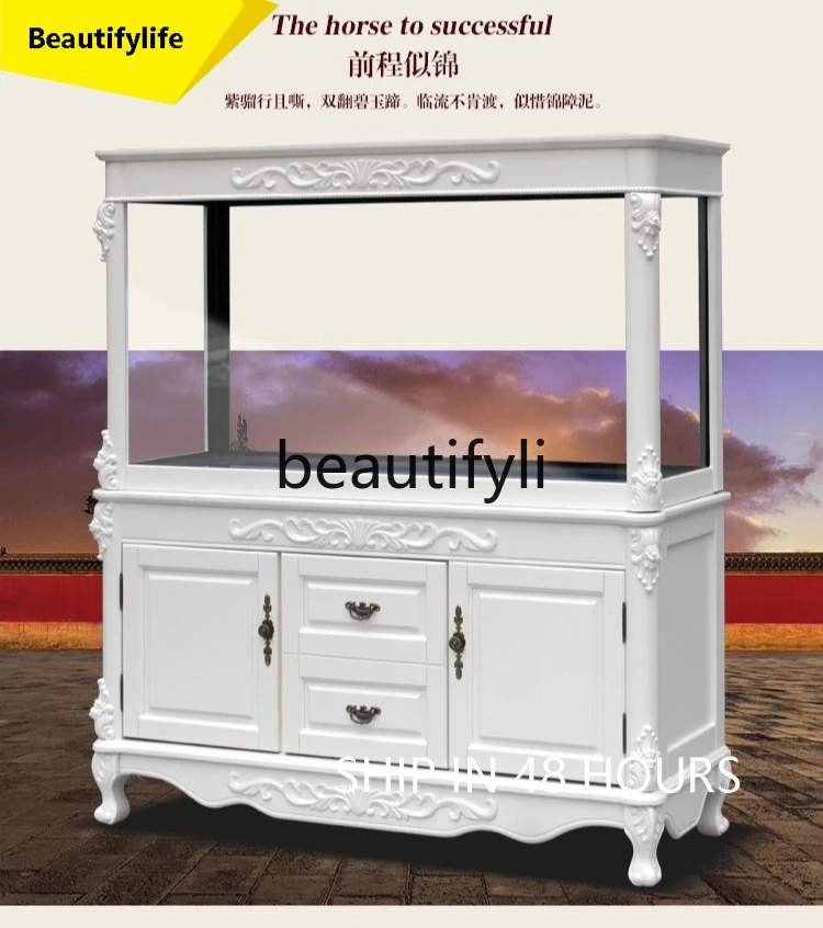 

6239 Solid Wood Fish Tank Entrance Living Room Ecological Bottom Filter No Water Change Needed Large Medium Small Aquarium