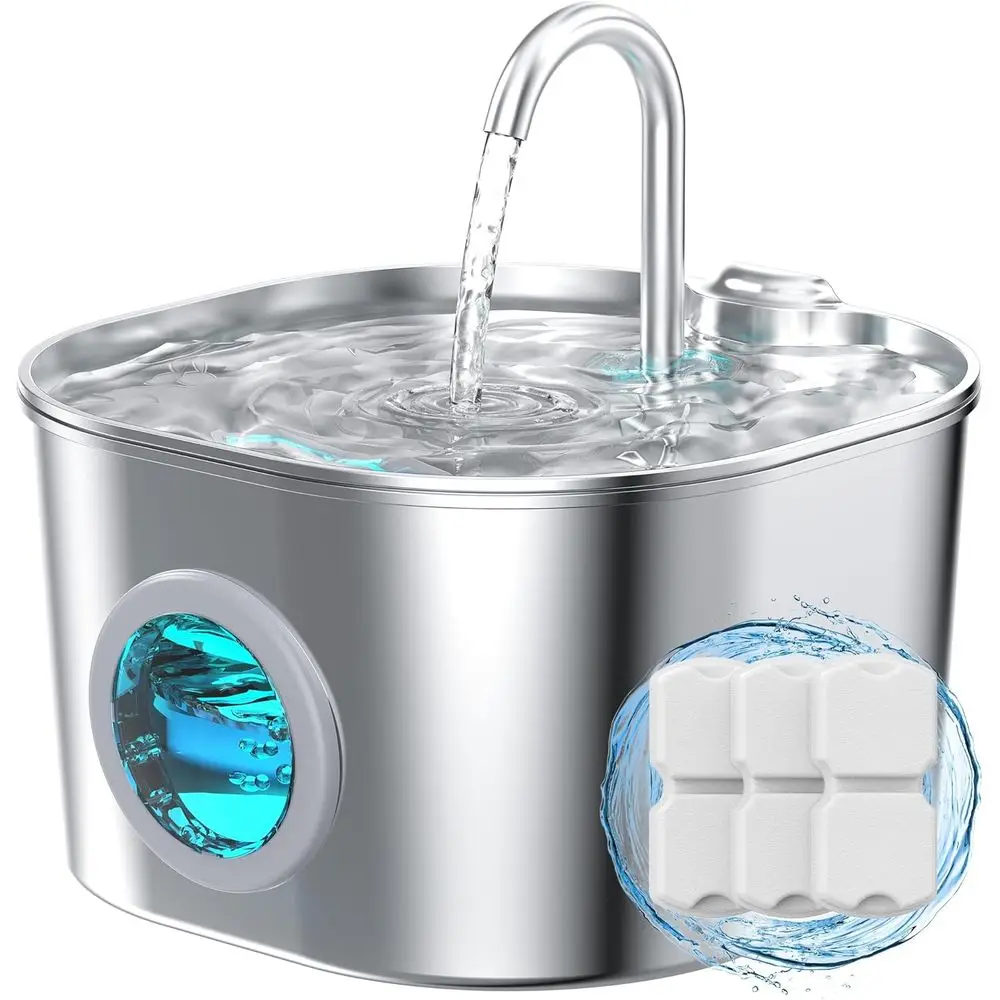 Cat Water Fountain Stainless Steel: Pet Fountains for Cats/Dogs Indoor Automatic Waterer Bowls Drinking Small Animal Dispenser M