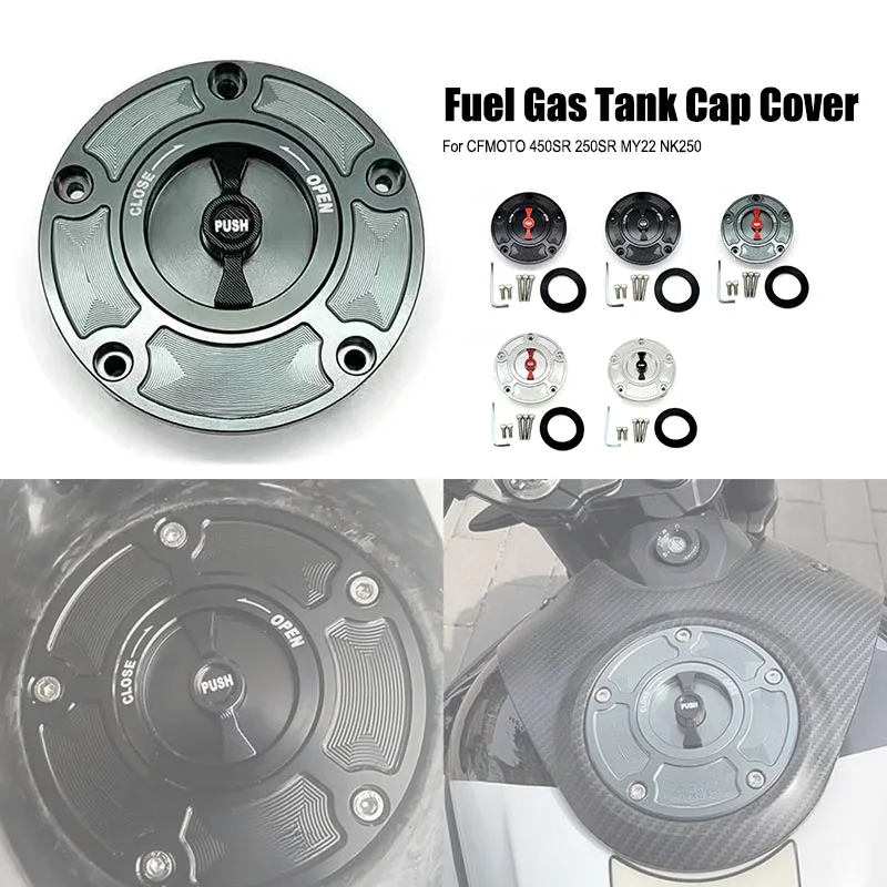 For CFMOTO 250SR 450SR MY22 NK250 CNC Fuel Gas Tank Cap Cover Aluminum Keyless Motorcycle Accessories