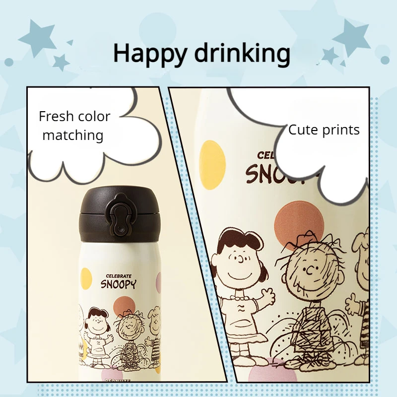 MINISO Snoopy Series 1.0 Bounce Printed Insulated Cup Genuine 320mL Large Capacity Student Convenient Cartoon Birthday Gift