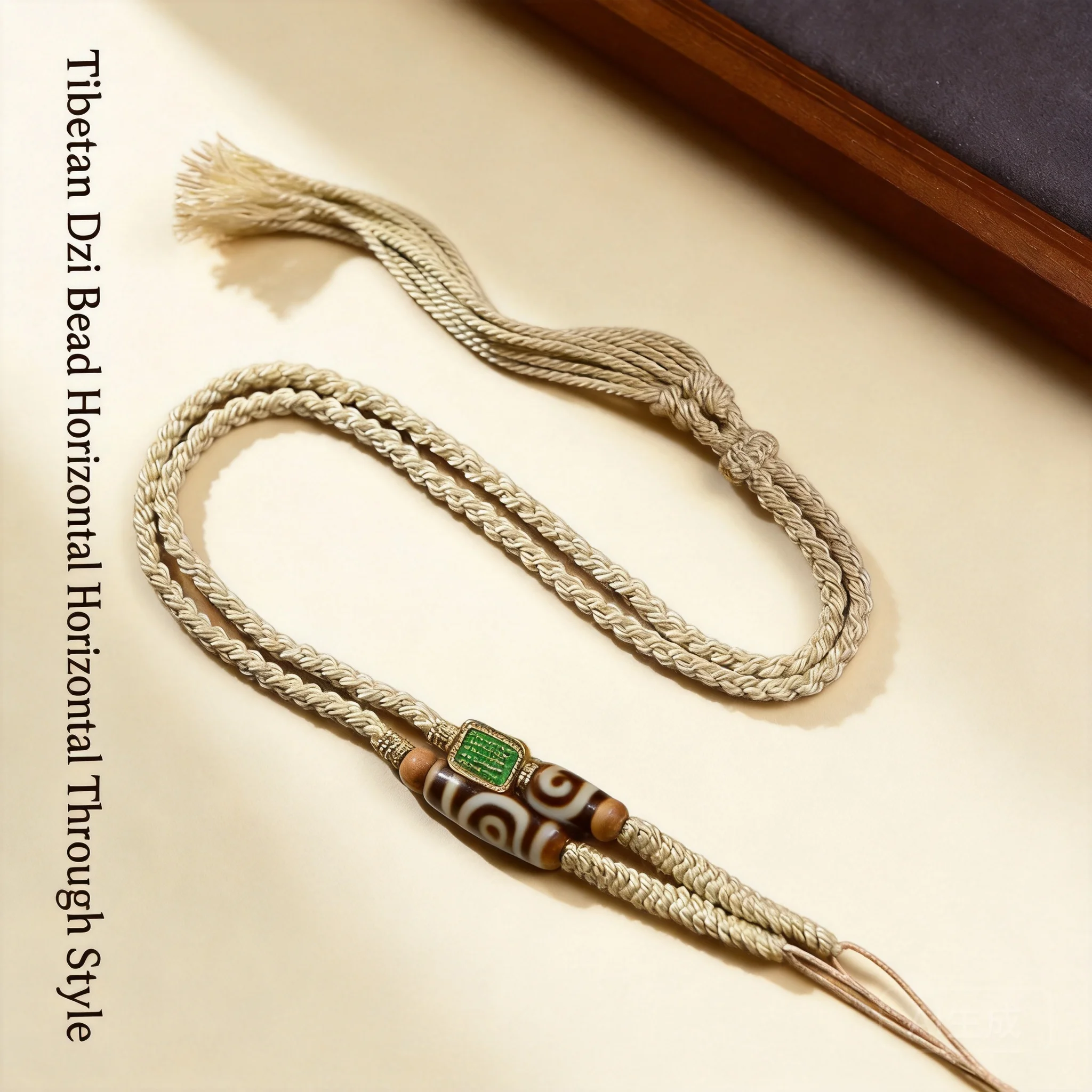Yno Tibetan Style Handwoven Horizontal Dzi Bead Pendant Rope For Beeswax Barrel Beads Lucky Blessing Fortune Chinese Style Adjus