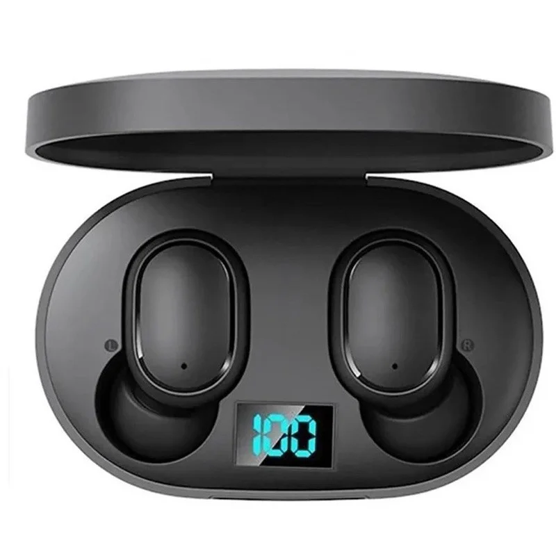 Mini Fone TWS com Mostrador Digital de Bateria Bluetooth 5.0 Leve e Portátil Som Estéreo Puro Design Moderno para Viagens