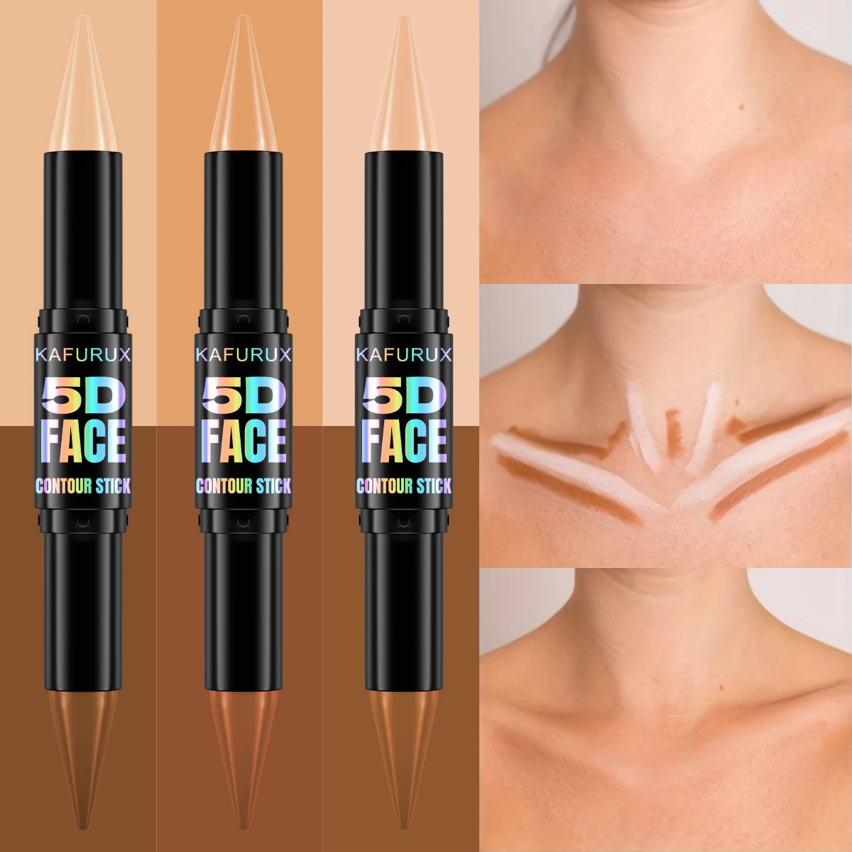 1PC ダブルヘッドハイライト & ファンデーション輪郭ペンフェイスメイク防水コンシーラースティック鉛筆化粧品女性のためのギフト