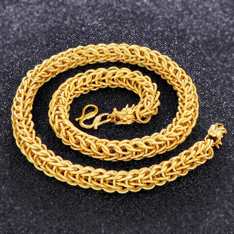 

24K gold plated necklace men's large gold chain rough simulation gold leading men's necklace will not fade for a long time