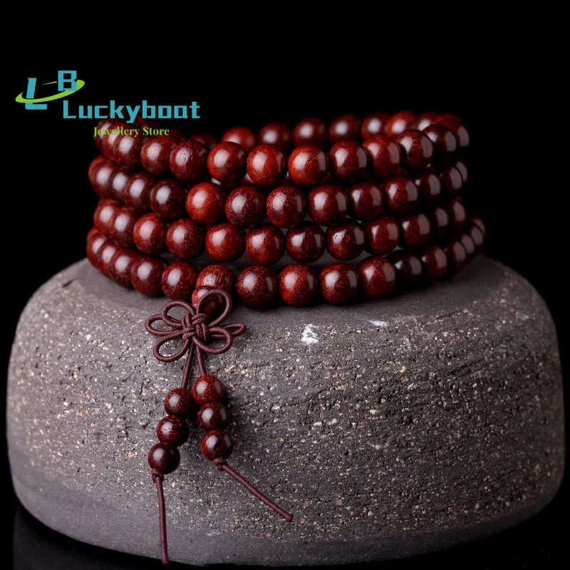 

Wholesale 10 Pcs Natural Zambia Lobular Rosewood Hand-strings Blood Sandalwood Buddhist 108 Prayer Mala for Fashion Men Jewelry