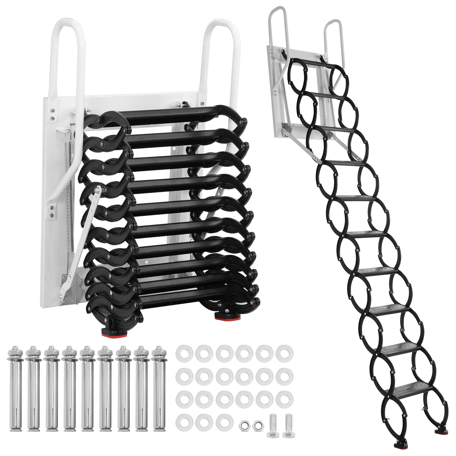 

Thickened Lift Staircase Pull Down System Hidden Mount Attic Extension Stairs 440LBS Capacity for Garages/Roofs/Basements