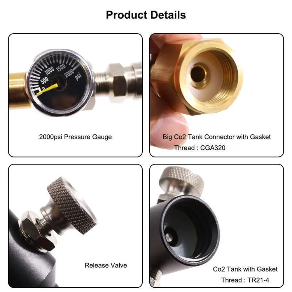 Connector Refill Adapter for Soda Water Cylinder Tanks with Threaded W21.8-14 for Sparkling Water Dispenser Applications