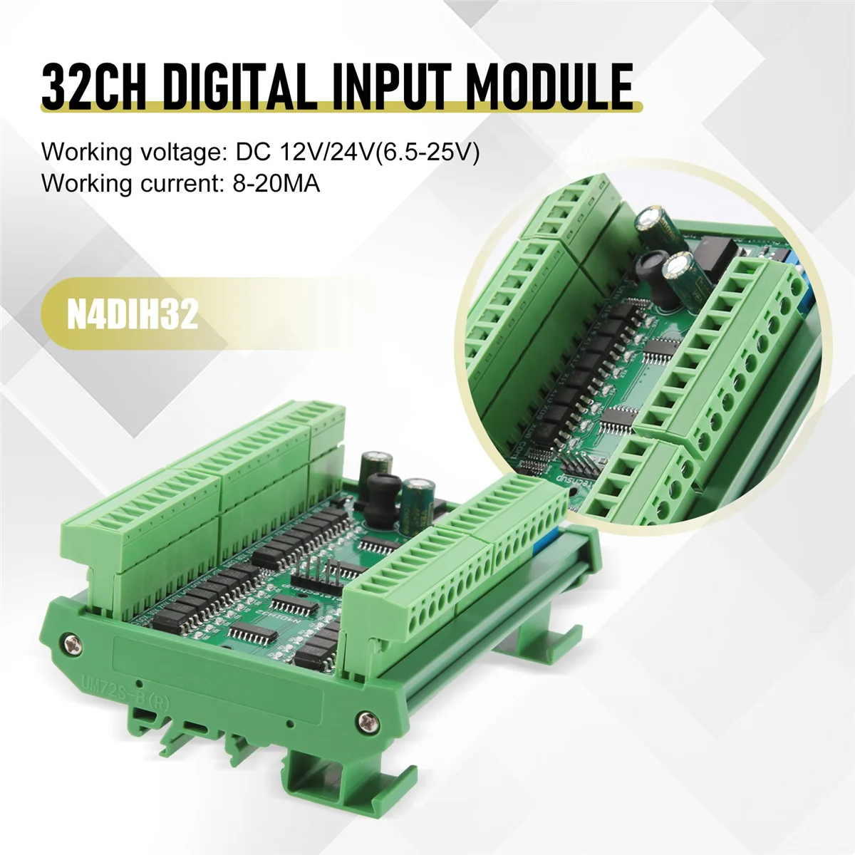 Placa de adquisición de cantidad de interruptor PLC con estuche, controlador RS485 Modbus Rtu de entrada Digital aislado, 32 canales, PNP, cc 12V, 24V