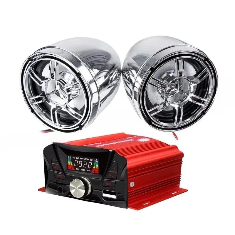 12V Universal Motorcycle Audio Bluetooth Remote Control Speaker Stereo System TF USB FM Radio MP3 Music Player Scooter ATV