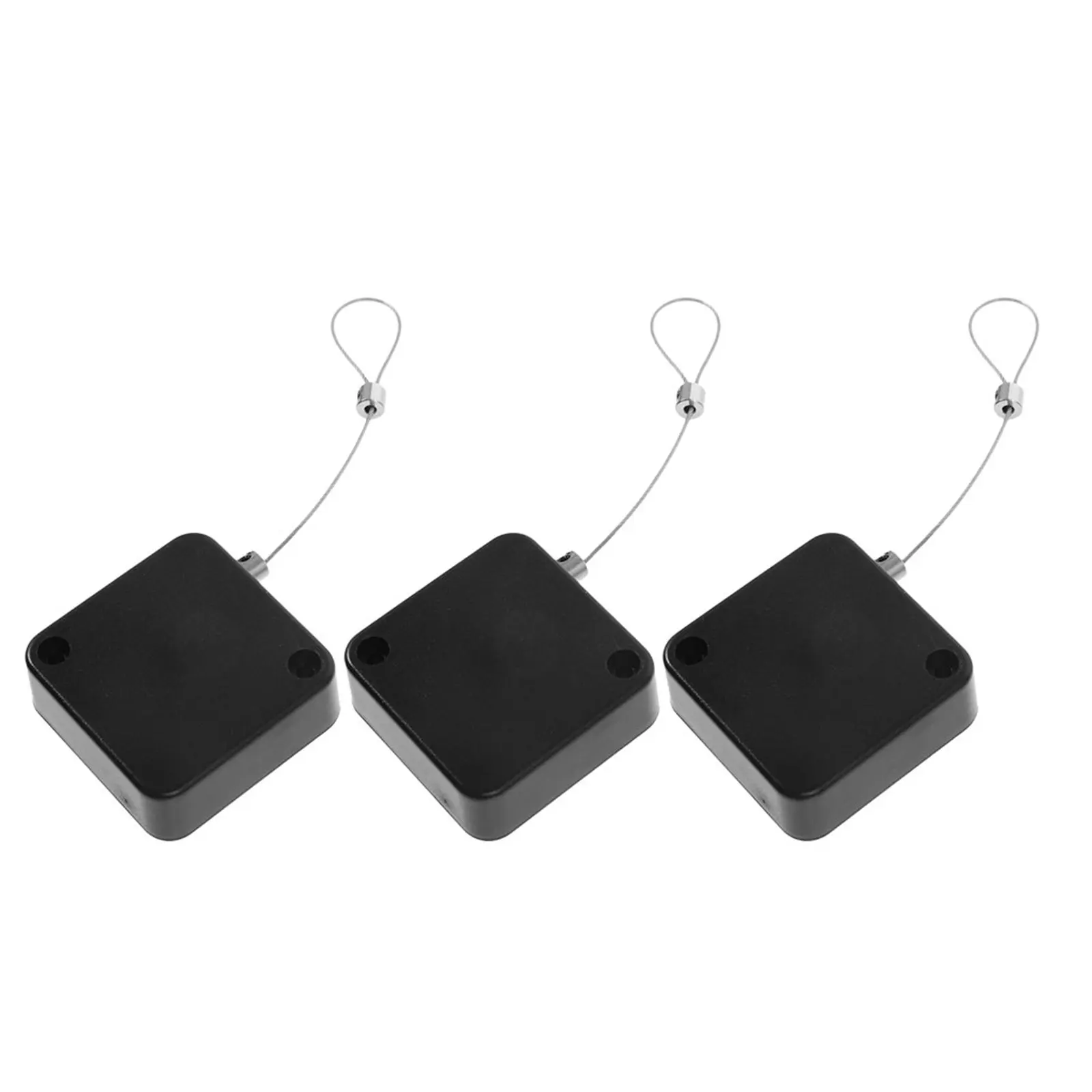 3Pcs Automatic Retractable Cable Holder Anti-Lost Steel Wire Box Telescopic Security Lock for Electronics Gadgets Outdoor Use