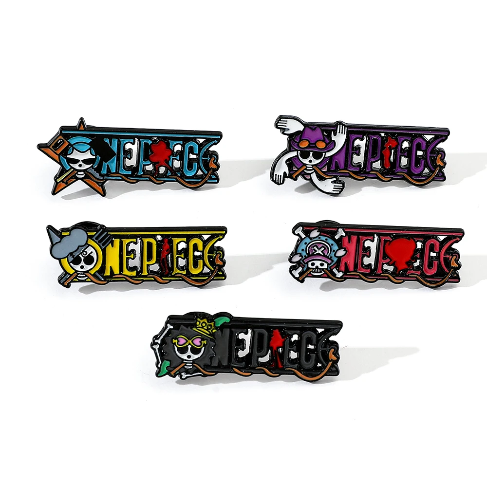 5 Pcs Creative Cartoon ONE PIECE Brooch Fashion Pirate Regiment Enamel Pin Metal Badge Jewelry Clothing Backpack Accessories