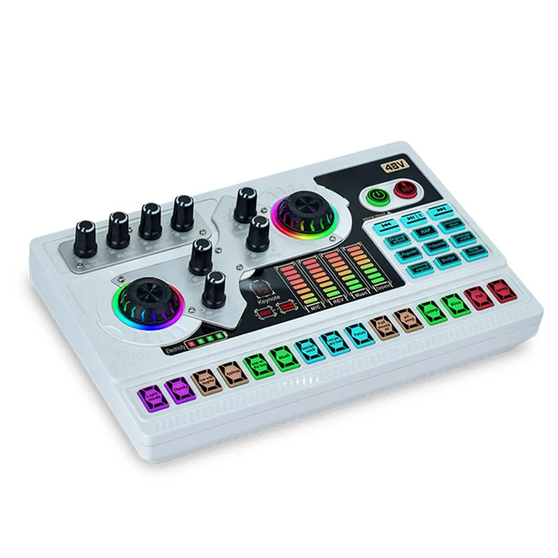 AA60-SX96 48V การ์ดเสียงไมโครโฟนโทรศัพท์มือถือคอมพิวเตอร์ Live Broadcast ร้องเพลงกลางแจ้ง Home Mini Mixer