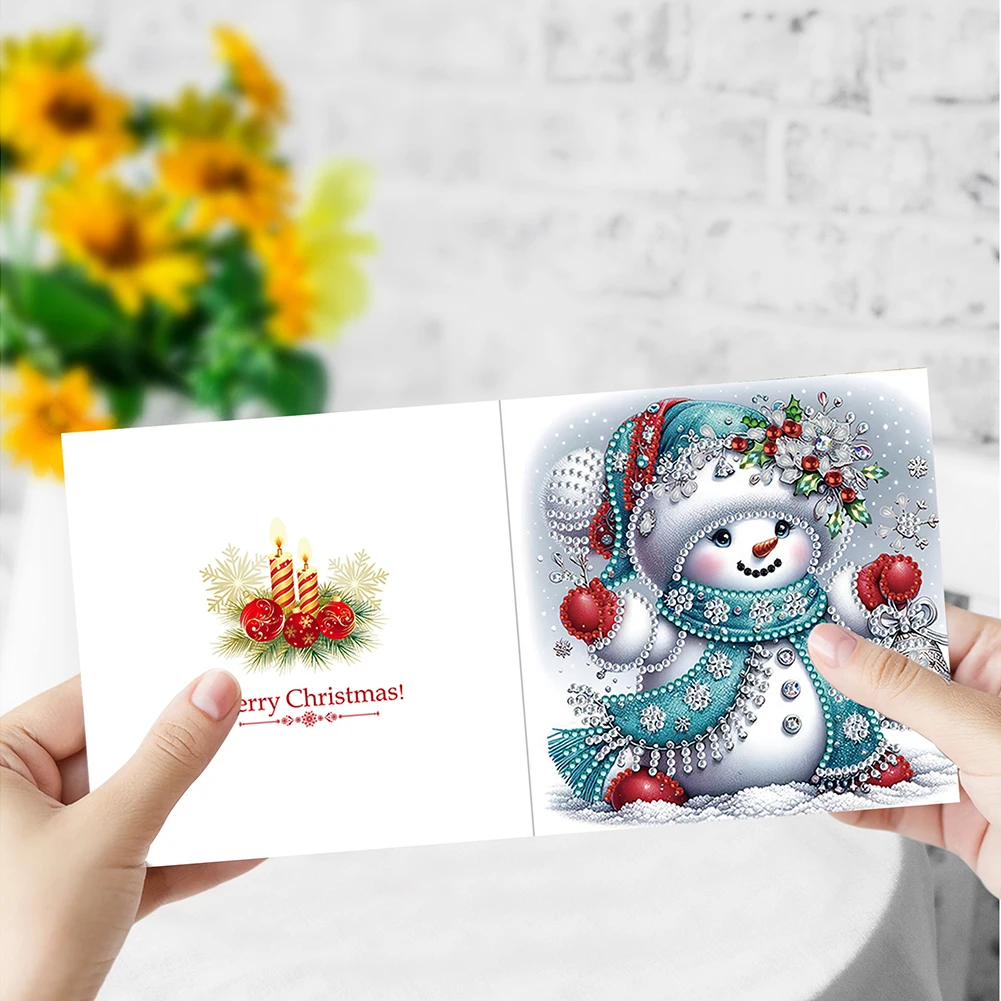 2/6/12Pcs Winter Christmas DIY Diamond Painting Card Rhinestone Painting Card Kit Diamond Painting Greeting Card for Adults Kids
