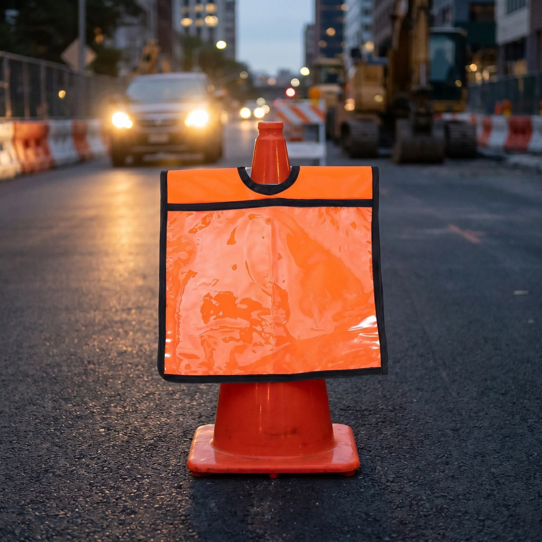 2Pcs Traffic Cone Sleeves PVC Stretchable Reflective Green Orange Outdoor Road Safety Cone Cover for Parking Playground