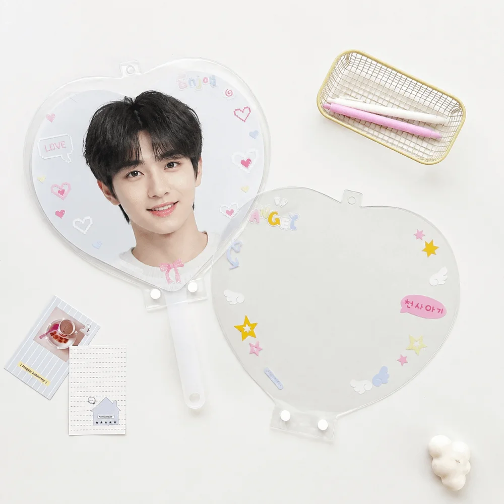 PVC for Kpop Fan Protector Sleeve Waterproof Dustproof Large Picket Fan Storage Sleeve Heart Shape Fan Case Large Picket Fan