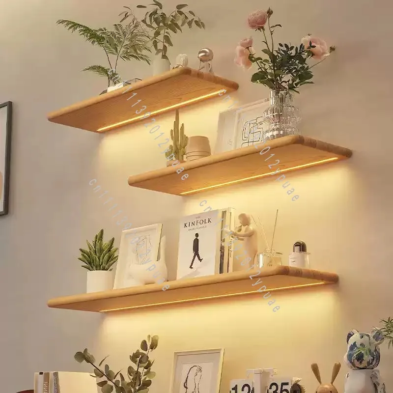 Solid Wood Floating Wall Mounted Shelf, Single Tier Wall Storage Rack, Decorative Bookshelf for Home Display