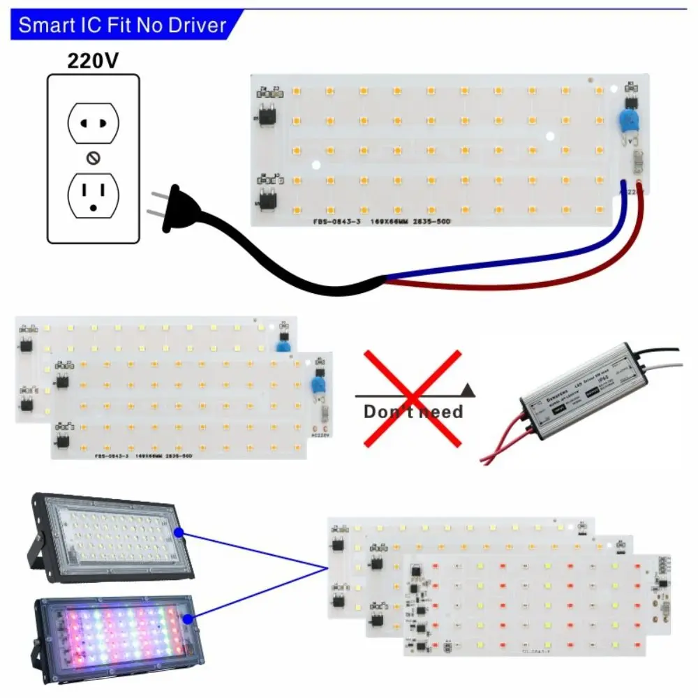 Perles d\'éclairage LED SMD 220 pour budgétaire, puce d\'éclairage extérieur pour lampadaire, AC 2835 V