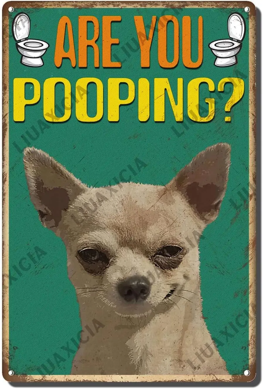 Tin Signs Vintage Are You Pooping Funny Dog Bathroom Metal Sign Interesting Toilets Wall Decoration Is Suitable For Office Home