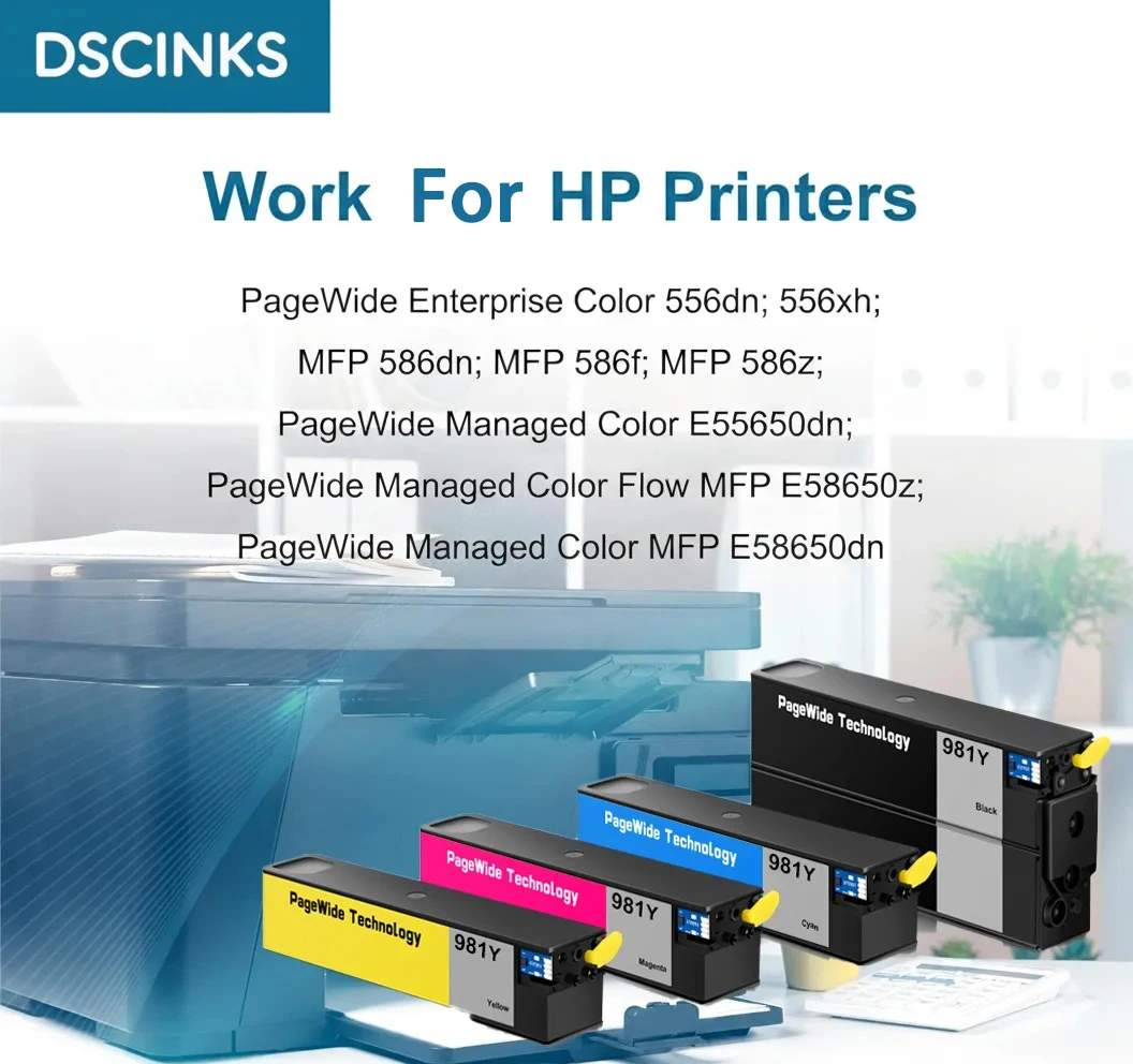 981Y Pigment Ink Cartridge For HP PageWide Enterprise Color 556dn 556xh Flow MFP 586z 586dn 586f E58650dn E58650z Printer