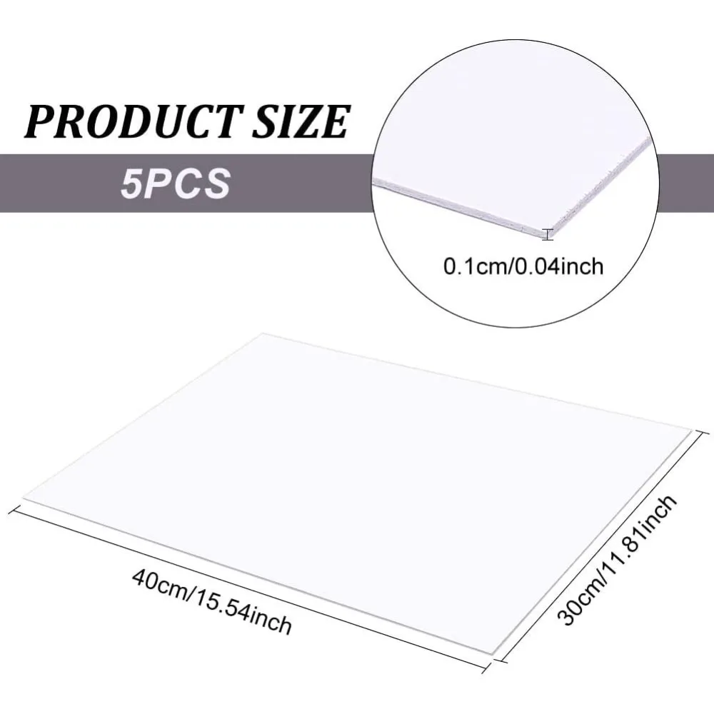 5 Pcs 1mm PVC Foam Sheet White Plastic Sheet 11.8x15.7 Inch Lightweight Rigid Foam Expanded PVC Sheet for Crafts DIY Making