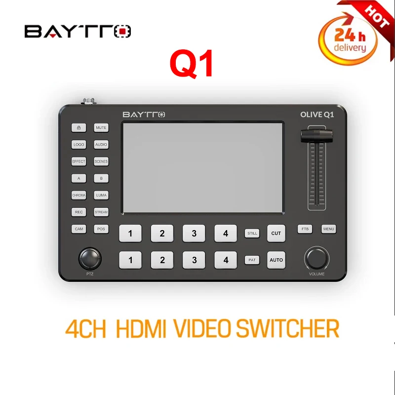 BAYTTO Q1 5 Inch Live Streaming Video Switcher 4 Channel HDMI-Compatibled Input USB3.0 Multi Format Studio Record Preview Camera