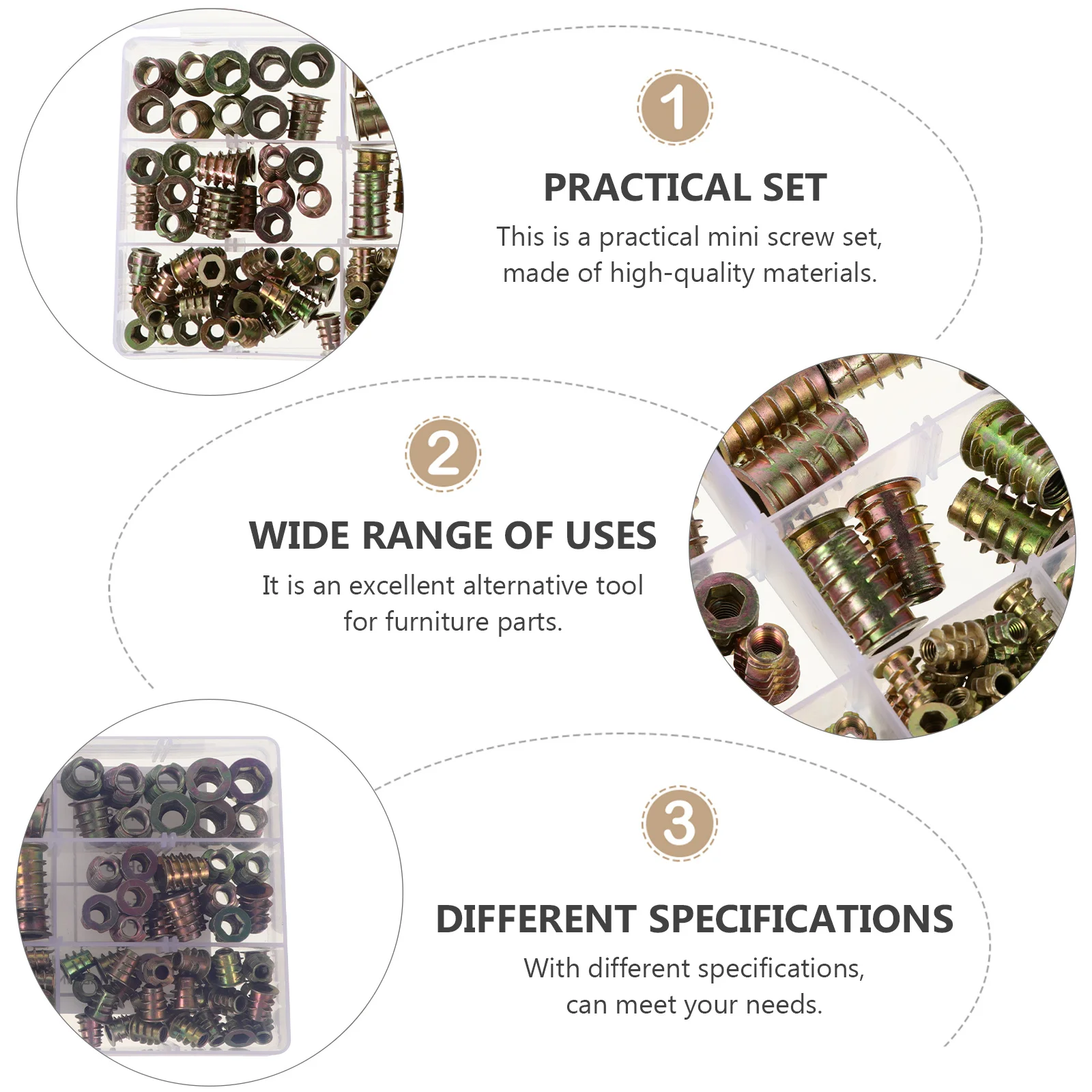 

120Pcs T-Nut Aluminum Insert Nut Set Lock Mounting Screws for Wood Furniture Assembly T-Nut Aluminum T Nuts Slider Nut