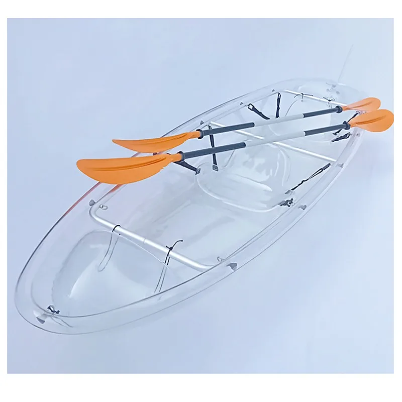Transparent polycarbonate travel kayak 1-2 seater, durable and lightweight, load capacity 300 kg, length 3.1-4 m