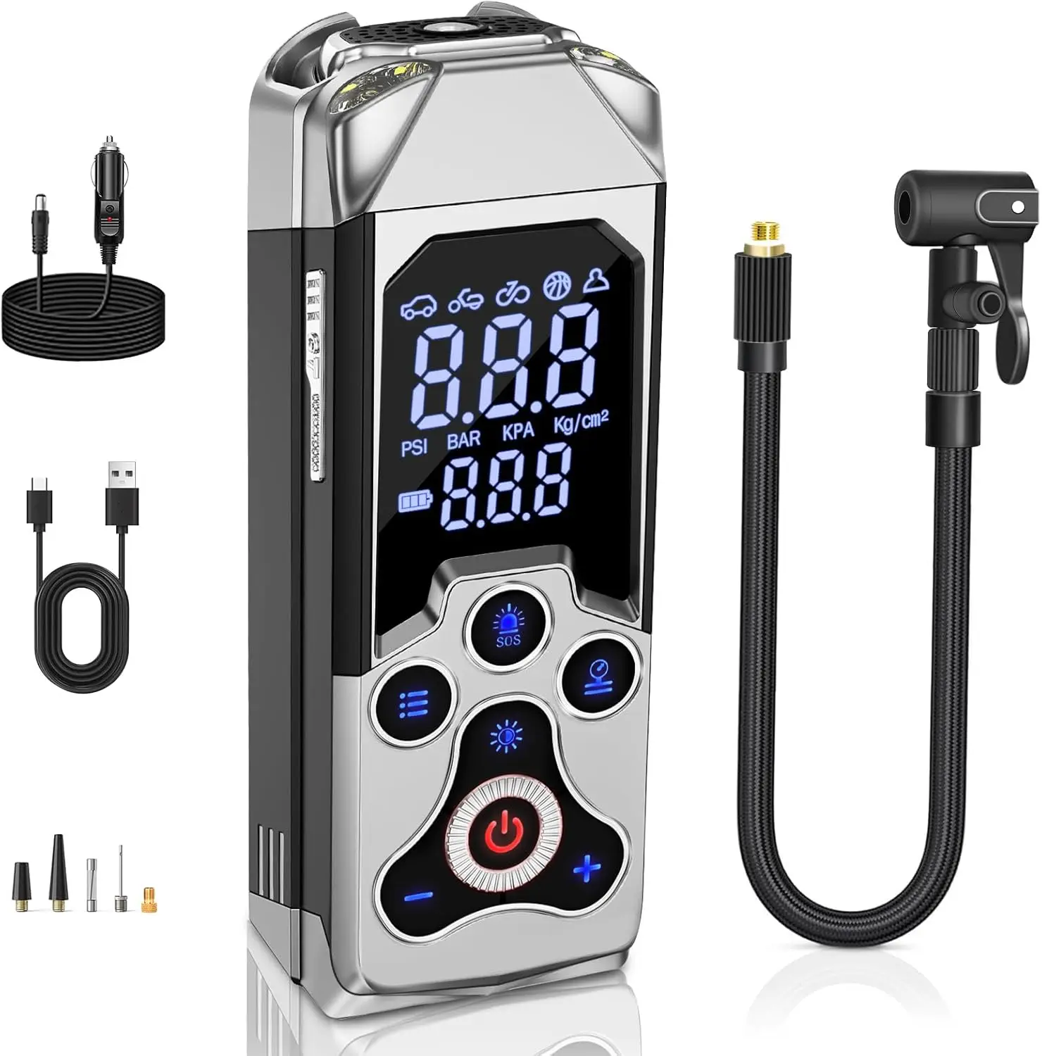 

Portable Tire Inflator 150PSI Air Compressor with Gauge, 15000mAh for Car Bike Motorcycle (Black)