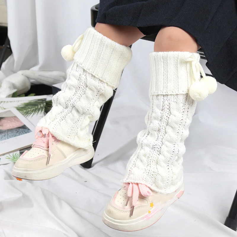 ถุงเท้ากันหนาวเด็กผู้หญิงแบบยาว 1 คู่ ลายโบว์ ดีไซน์หรูหรา ถักนิตติ้ง แฟชั่น ปิดเท้า ถุงเท้าโครเชต์ แบบหลวม สำหรับเด็กอายุ 3-10 ปี