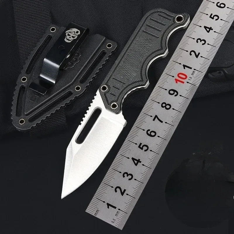 Full Tang Durable Instinct Fixed Knife G10 Handle Lightweight Mini Pocket EDC Neck Chain Multi Tools with ABS Plastic Sheath