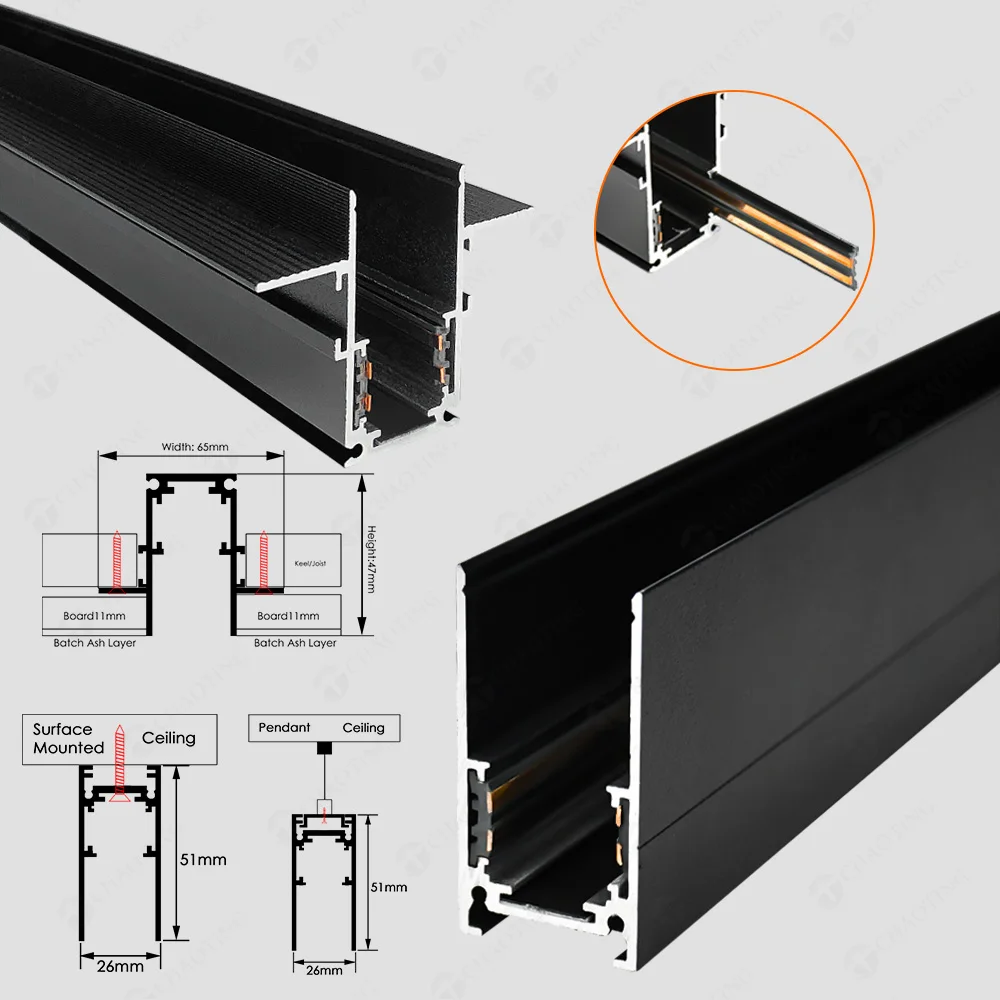 

Commercial Design Magnetic Recessed Track Lighting 3000K 4000K 6000K Magnet Track Light 24W 36W 48W Led Track Linear Lights