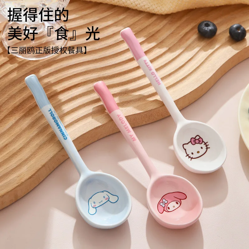 Sanrio Zefeng Spoon Ceramic Soup Eating Cute High Appearance Level Children Special Good-looking Cartoon Small Spoon Tableware