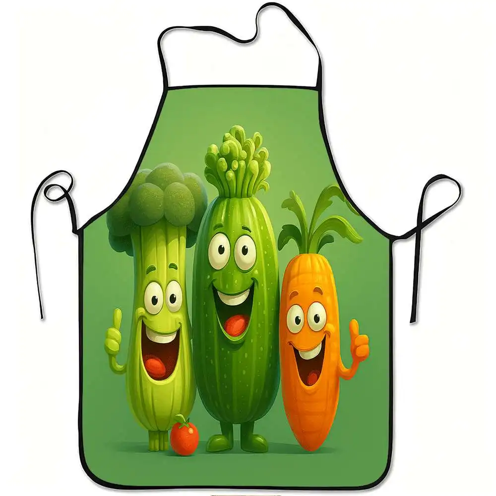 

Cute Cartoon Vegetable Characters Kitchen Apron Funny Food Theme Linen Cooking Bibs Chef Aprons Multi Sizes Gift