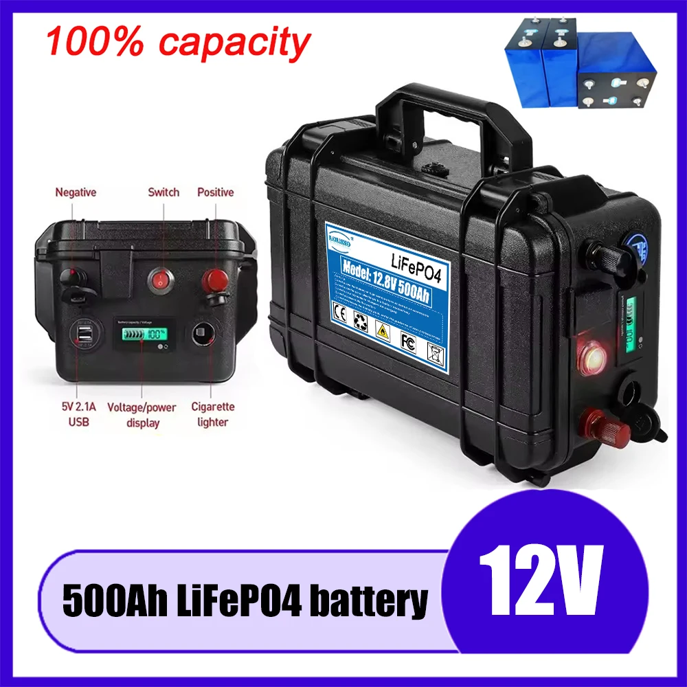 

High-Capacity 12V 500Ah LiFePO4 Battery Pack – Waterproof for Golf Carts, Solar Storage, Inverters & RVs | Lithium Iron Phospha