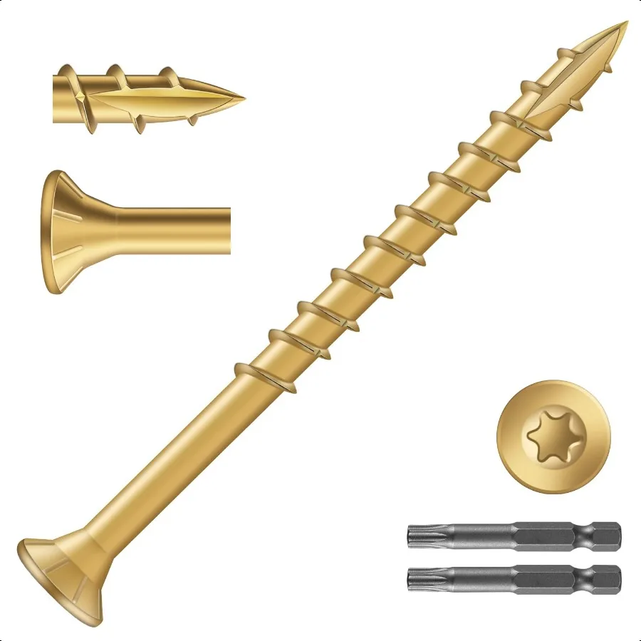 

9 x 21 2 Deck Screws 930Pcs 10lb. Exterior Wood Screws. Carbon Steel Tan Flat Head Rust Resistant epoxy Coated with T25 Star Bi