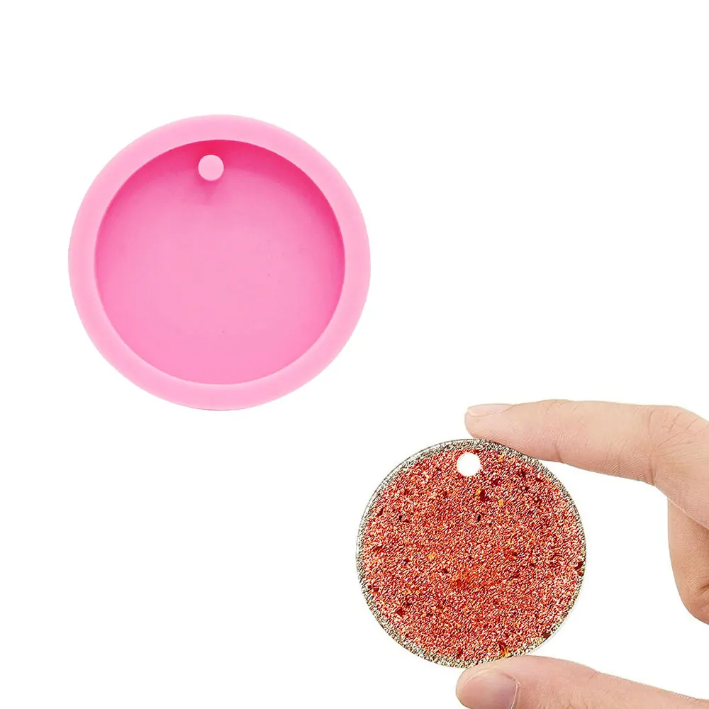 DIY Round Keychain Silicone Mold Key Ring Mold Epoxy Resin Molds for Jewelry