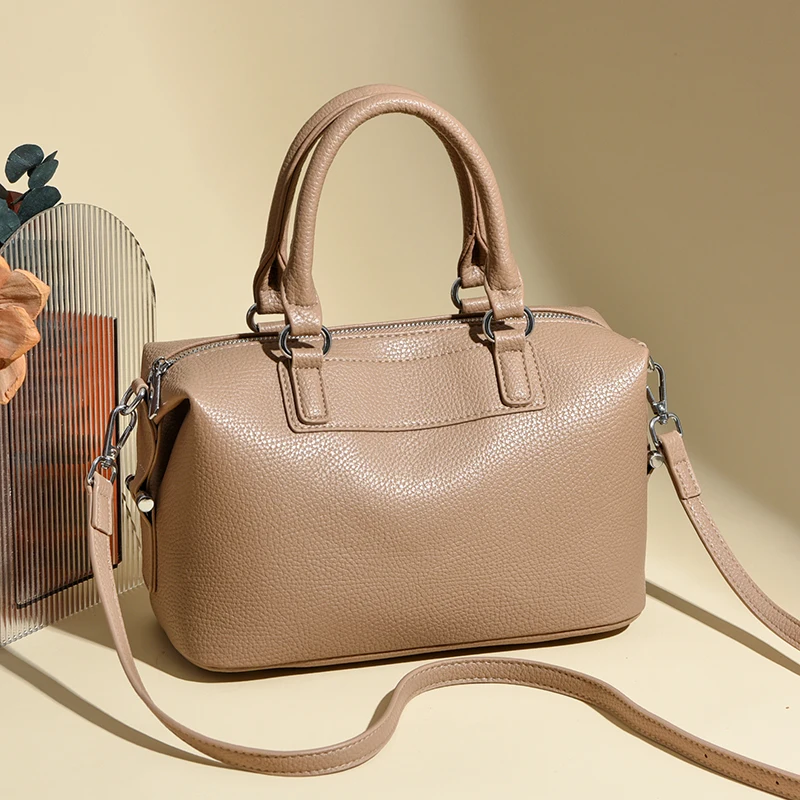 

Luxury Soft Leather Women Handbag Top Handle Shoulder Cross Body Bag Fashion Solid Color Purses and Handbags Messenger Tote Bags
