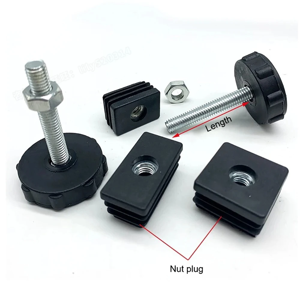 1PCS M8 Round/Square Adjustable Leveling Chair Leg Feet Screw-in Base Nut Furniture Mat Table Floor Protector Anti-slip Pad