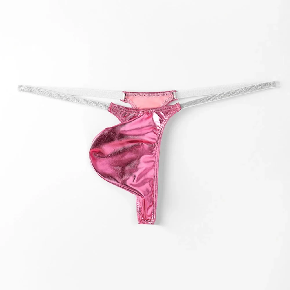 Mens Solid Color Underwear Oily Shiny Erotic Hombre TBack Shiny Sexy Thin Straps Mini Low Waist Slight Strech GStrings Fashion