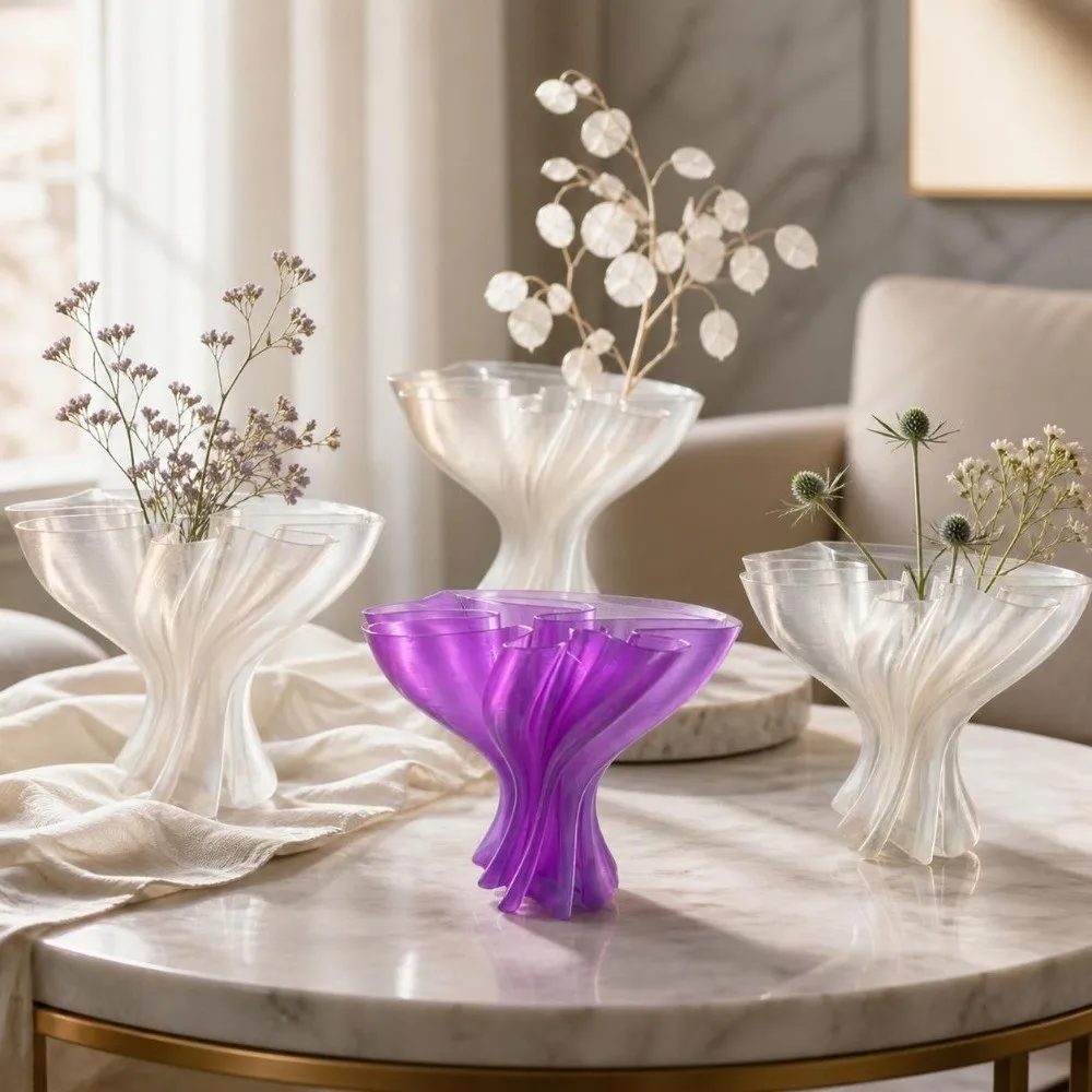 Nordic Style Flower Bouquet Vase Creative Modern Art Desktop Ornament 3D Printed Irregular Flower Display Container Office